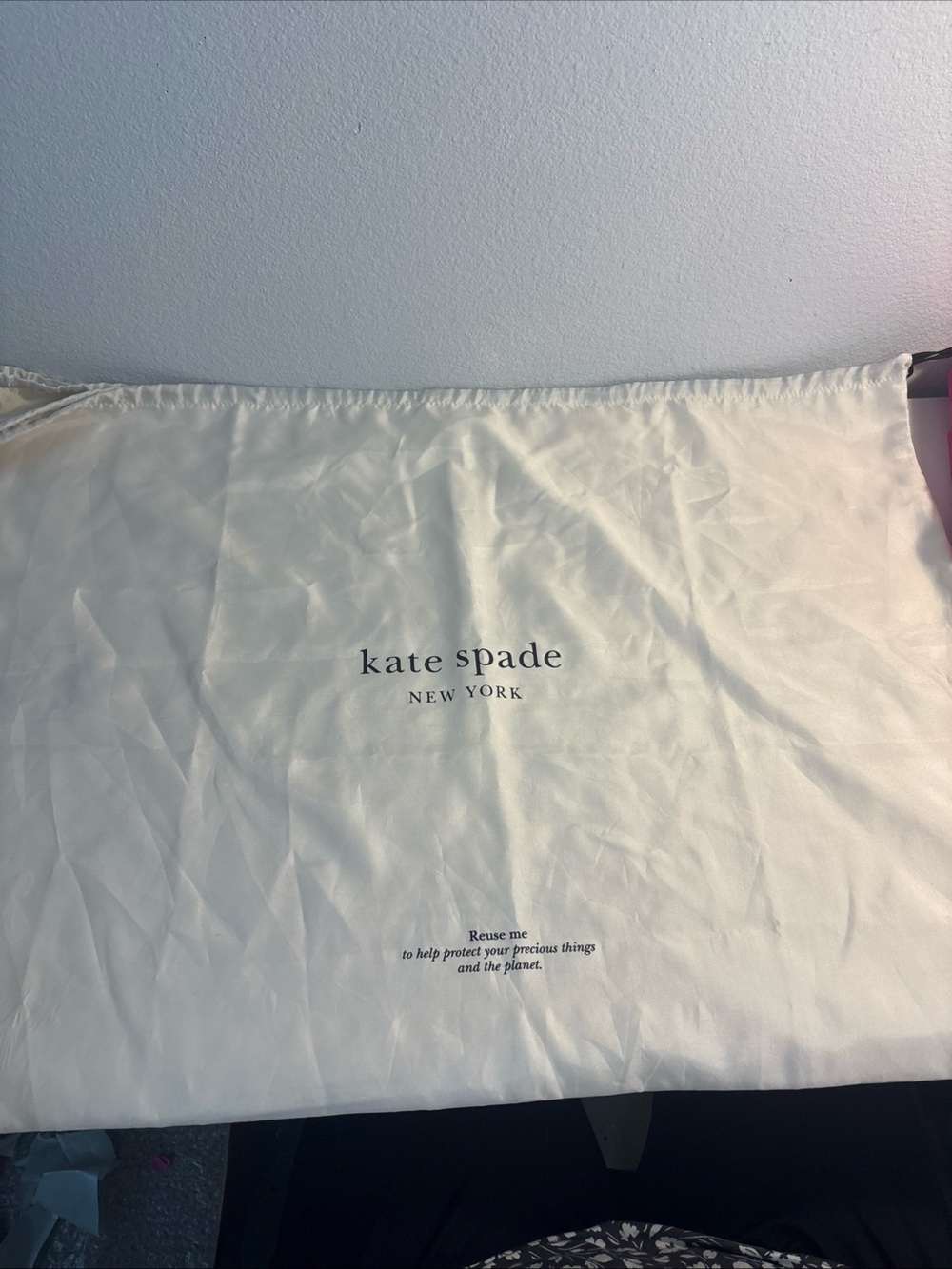 Set Of 2 Kate Spade Large Drawstring Cream Dust Bag L 27.5"x19"